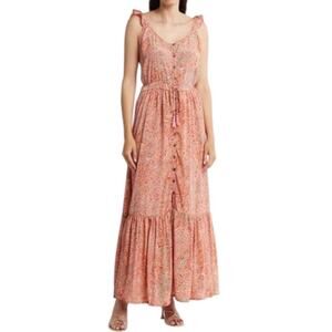 NWT Raga Salma Tiered Ruffle Maxi Dress Coral Size Medium